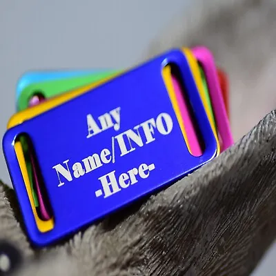 £3.13 • Buy Personalised Pet Tags Engraved Dog Cat Charm Name Collar Animal ID Rectangle Tag