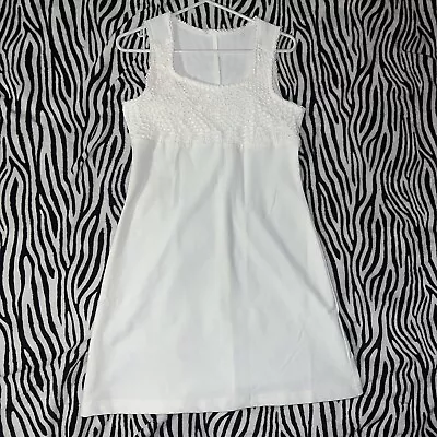 Vintage White Crocheted Milkmaid Sleeveless Dress • $25