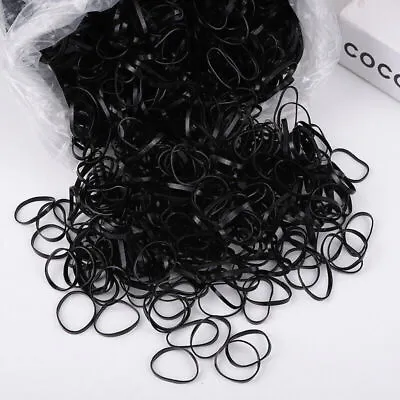 500 Pack Mini Rubber Bands Premium Elastic Bands Non Slip Small Hair Ties Black • $1.39