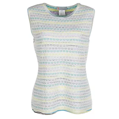 M Missoni Multicolor Striped Floral Crochet Knit Sleeveless Top L • $151.20