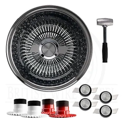 14x7 Rev 100 Spoke Straight Lace Lowrider Wire Wheels Chevy Cut Caps Set Of 4 • $1000