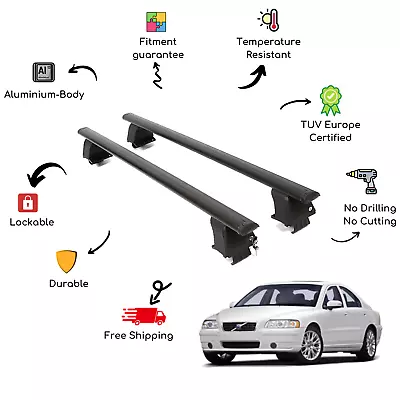 Bare Roof Rack Cross Bars Set For VOLVO S60 P24 4 Door 00-09 Black • $189.90