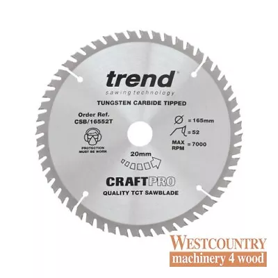 Trend CraftPro Thin Kerf Cordless Saw Blade - 165mm Dia X 1.6 Kerf X 20 Bore 52T • £31.12