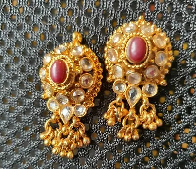 Polki Diamond Designer Indian Gold Earrings  • $30