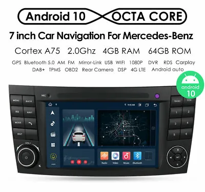 4G+64GB Android 10 Car GPS Radio Stereo For Mercedes Benz E Class W211 CLS W219 • $135.99
