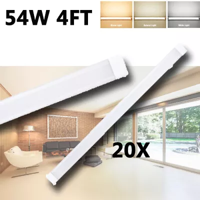 20X4FT 54W Batten Tube Light Dimmable Ceiling Surface Mount Lamp Office Fixture • $257.99