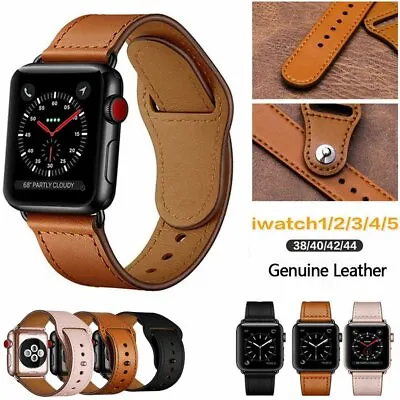 £7.99 • Buy Leather Replacement Watch Strap For Apple IWatch Series 8-1 38 40 41 42 44 45 Mm