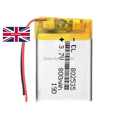£6.85 • Buy 3.7V 800mAh 802535 Lithium Polymer Battery Cell Li-Po MP5 GPS DVD PDA PDA