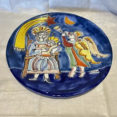 Rare La Musa Angel Wall Plaque Plate Handmade Italy 14.5  Colorful Pottery • $500