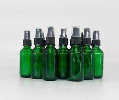 2 Oz Green Boston Glass Bottle With Black Fine Mist Sprayers (12-PACK-Bottles) • $16.48