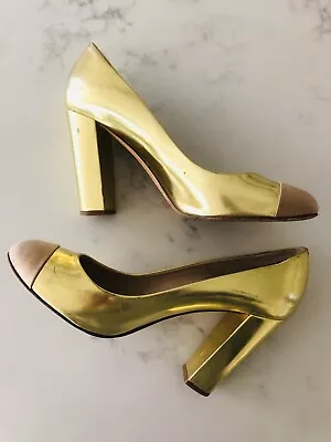 J Crew Women’s Metallic Gold Etta Round Toe Pumps Size 9. • $45