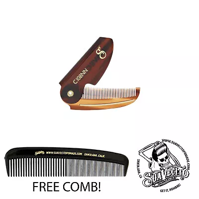 Suavecito Deluxe Folding Mustache Comb - Amber • $10.99