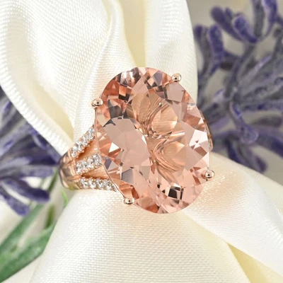 £4014.99 • Buy ILIANA 18ct Rose Gold AAA Morganite Solitaire Ring  Diamond SI TCW 11.8 Ct