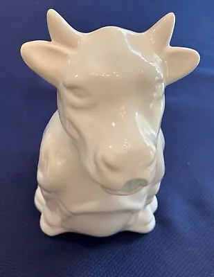 Vintage White Ceramic Cow Bull Country Farmhouse Milk / Water Pitcher 8  T • $14.95