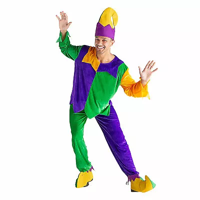 Men’s Mardi Gras Jester Costume Mardi Gras Apparel Accessories 5 Pieces • $24.96