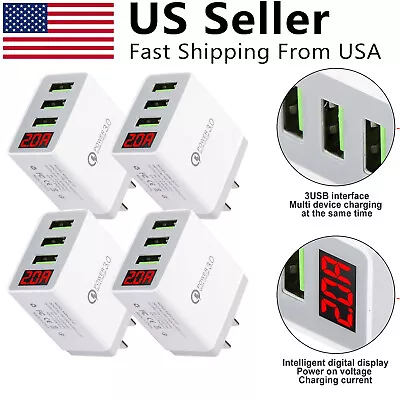 4 Pcs QC 3.0 3 Port USB Home Wall Fast Charger For Cell Phone IPhone Samsung US • $11.55