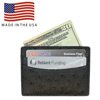 Black Genuine Ostrich 5 Pocket Card Case MADE IN THE USA H • $12.95