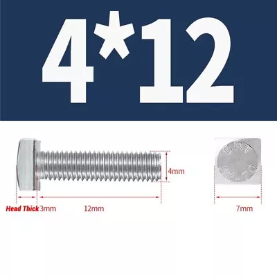 Square Head Bolts M4 M5 M6 M8 M10 M12 A2 304 Stainless Steel Square Bolts • £1.67