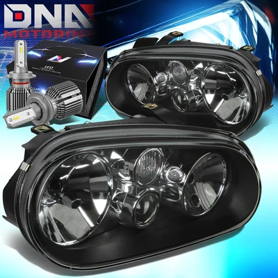 $139.98 • Buy For 1999-2006 Volkswagen Euro Golf Iv Headlight Lamps W/led Kit+cool Fan Black