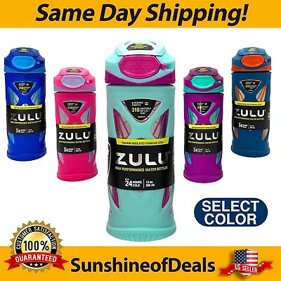 $15.99 • Buy Zulu Echo 12oz Vacuum Insulated Stainless Steel Pop-Up Straw Water Bottle PICK 1