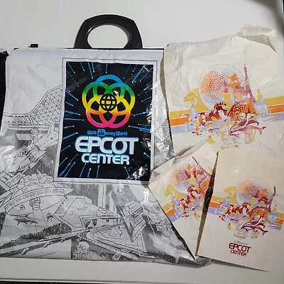 Lot Vintage 1983 Walt Disney World Paper Plastic Shopping Bag Epcot Mickey • $10