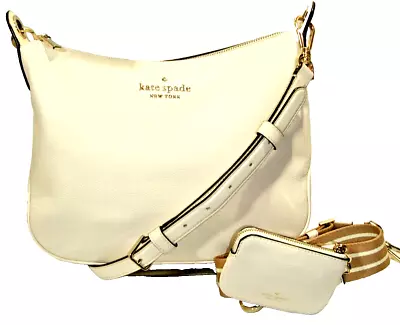 Kate Spade NY Rosie Parchment Leather Large 2 Strap Crossbody+ Coin Pouch MINT! • $119.95