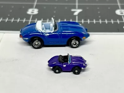 Micro Machines Jaguar E Type Convertible Blue + Ultrasmall Insiders Mini Purple • $40