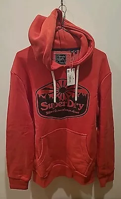 SuperDry Mens Hoodie Pullover Red NWT Made In Turkey Fashion Outdoors Hiking Med • $44.97