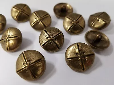 Vintage Buttons Set Of 9 Brass Gold Metal Tuz2641 • $15