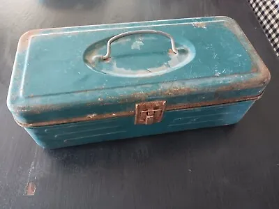 Vintage Green Aqua Blue Tacklebox Worn Patina Neat Rustic Patina 11.5 X 5 X 4 • $29.99