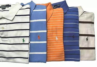 Lot Of 5 Ralph Lauren Short Sleeve  Men’s Polo Shirts L LARGE Striped • $74.99