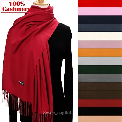 $12.45 • Buy Womens Mens 100% Cashmere Scotland Oversized Blanket Wool Scarf Shawl Wrap Solid