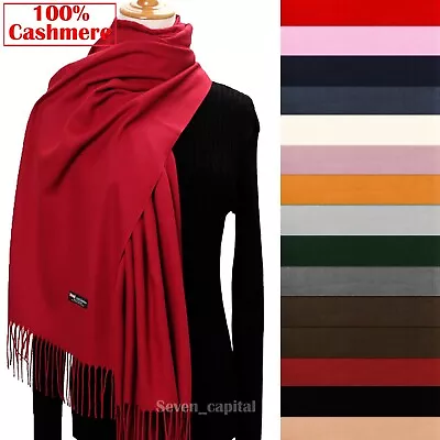 Womens Mens 100% Cashmere Scotland Oversized Blanket Wool Scarf Shawl Wrap Solid • $12.45