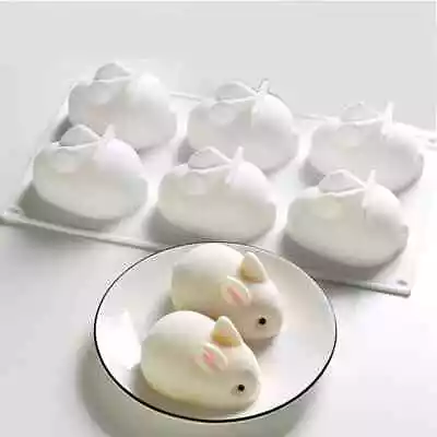 1/2x 3D Easter Rabbit Bunny Silicone Molds Chocolate Cake Candy Baking Mould DIY • $7.85