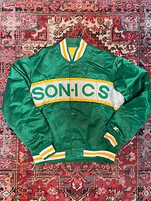 Vintage Seattle Supersonics Starter NBA Satin Jacket Made In USA Size M • $350