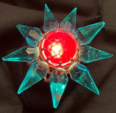 Vintage C6 Matchless Star Christmas Light Bulb - Red Jewel/aqua Crystal Points • $48