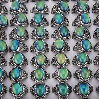 Wholesale Lots 20pcs Color Changing Silver Plated Alloy MAN Woman Mood Rings • $18.04