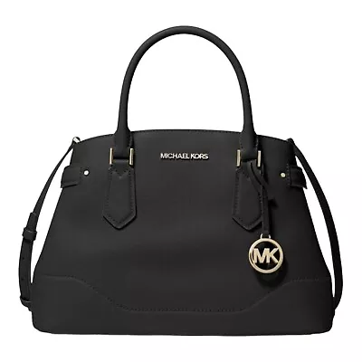 MICHAEL KORS LYNN MK Signature LG EW Satchel Bag Black  38S1CNKS7L See Condition • $138.65