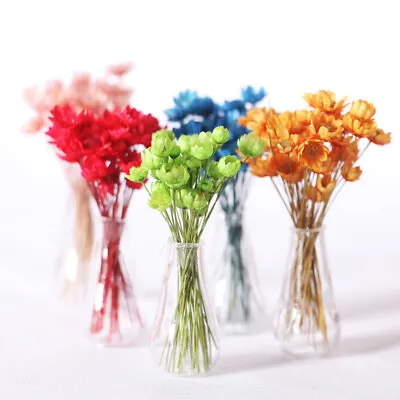 1pc Artistic Dried Flower And Glass Vase Set Dollhouse Miniature 1:12 Scale • $4.99
