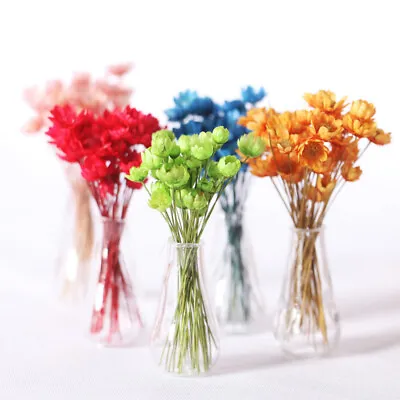 Artistic Dried Flower And Glass Vase Set Dollhouse Miniature 1:12 Scale 1pc • $4.99