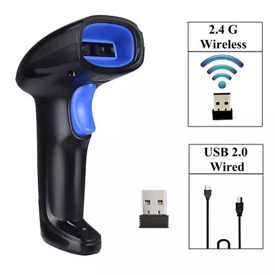 2.4Ghz Wireless Barcode Scanner USB Cordless 1D Laser Barcode Reader Handhold • $20.42