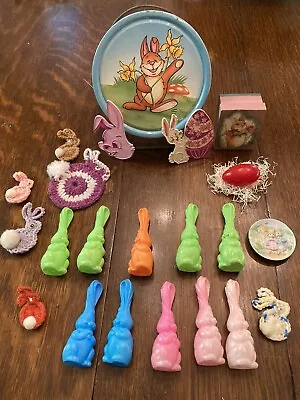 22 Pc Lot Random Vintage Easter Items -Tin Litho Silly Putty Egg Crocheted Etc • $12.99
