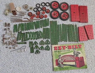 Vintage Ezy Bilt Construction Meccano Type Set + Manual Australian Made 1960's • $99