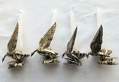 Gold Metal Bird Christmas Tree Candle Clips Drip Catcher Taiwan Lot Of 4 Vintage • $25.99