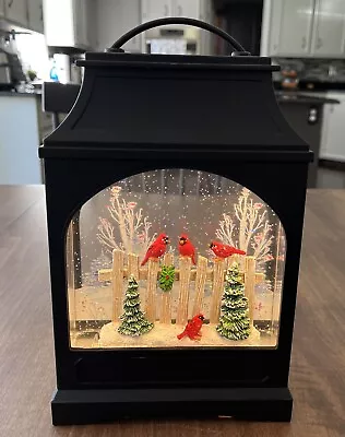 Raz Lighted Lantern Snow Globe Glitter Water Red Cardinal Bird • $24.99