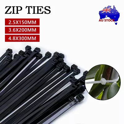 Cable Ties Zip Ties Nylon UV Stabilised 100/200/500/1000x Bulk Black Cable Tie • $27.54