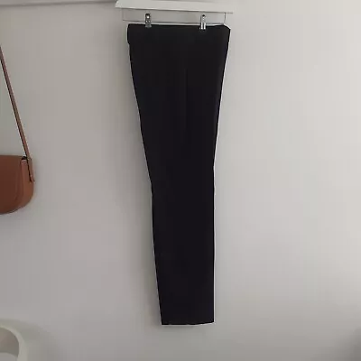 Ladies M&s Black Ankle Grazer Slim Trousers - Size 10 Regular • £10