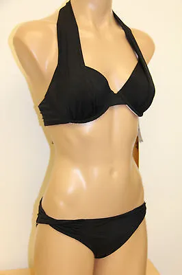 NWT A.CHE Swimsuit Bikini 2pc Set S 36B/34C Underwire $156 Solid Black • $29.99