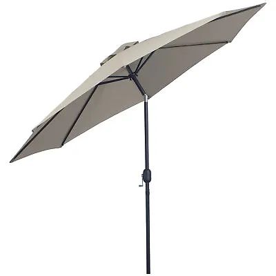 Outsunny 3(m) Patio Umbrella Outdoor Sunshade Canopy W/ Tilt & Crank Light Grey • £45.99