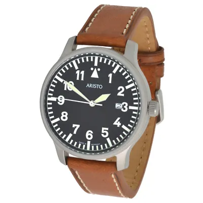 Aristo Aviator Watch 3H84 With Leather Straps 5ATM Swiss Ronda Stainless Steel • $229.08